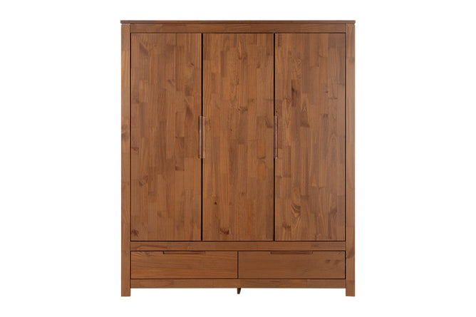 Guarda-Roupa 3 Portas e 2 Gavetas Sintonia - Amêndoa visto de frente