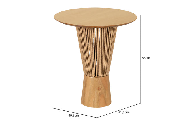 Mesa Lateral Alta Redonda Laccio 55 cm com medidas