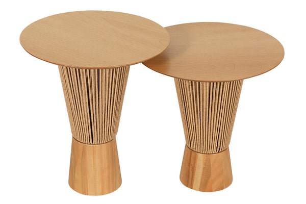 Mesa Lateral Alta Redonda Laccio 55 cm e mesa baixa