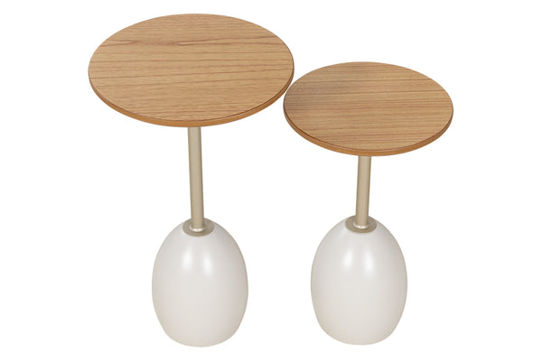 Mesa Lateral Ello 55 cm - Fendi e Champanhe com mesa maior