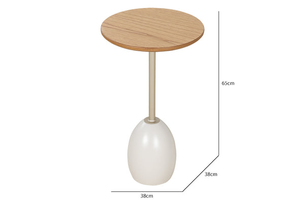 Mesa Lateral Ello 65 cm - Fendi e Champanhe com medidas