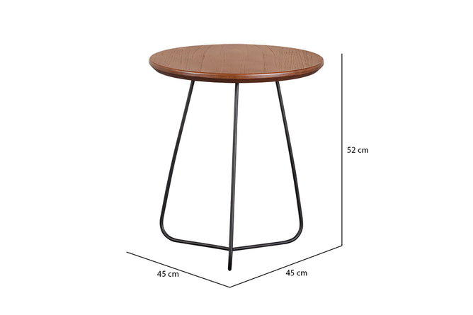 Mesa Lateral Jade 52cm vista de frente em fundo branco com medidas escritas na imagem