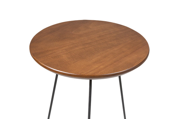 Mesa Lateral Jade 59 cm detalhe tampo de madeira em fundo branco