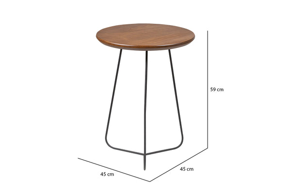 Mesa Lateral Jade 59 cm vista de frente com medidas descritas na imagem em fundo branco
