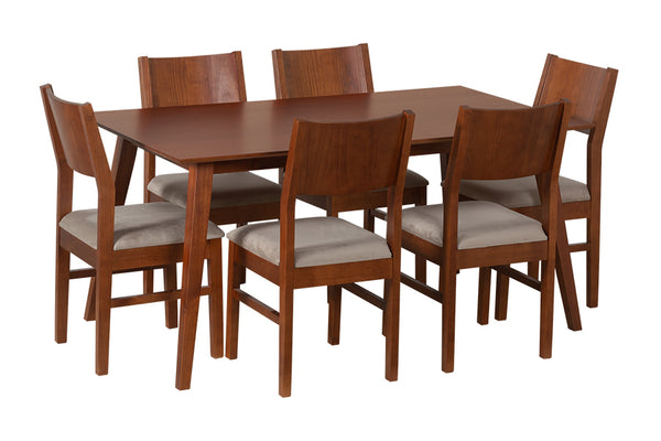 Mesa de Jantar 6 Lugares Lótus - Caramelo com cadeira Lótus