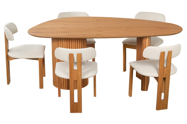 Mesa de Jantar 6 lugares Organica com cadeiras trina