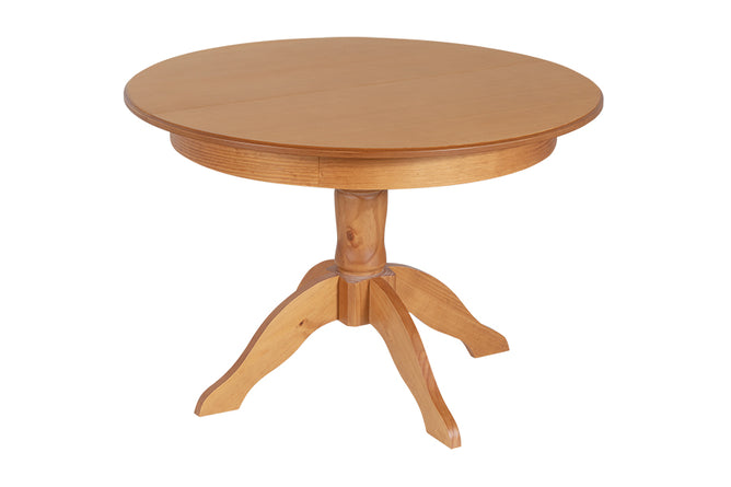 Mesa de Jantar Redonda Extensível Tea Nozes no fundo branco visto em perspectiva