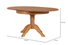 Mesa de Jantar Redonda Extensível Tea Nozes no fundo branco visto em perspectiva com tampo maior e com medidas