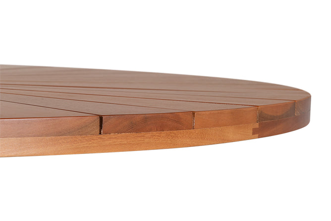 Mesa de Jantar Redonda Gourmet Mel detalhe lateral tampo