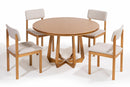 Mesa de Jantar Redonda de Madeira Atrio 130 cm Mel ambientada