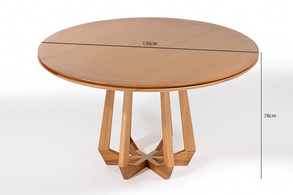 Mesa de Jantar Redonda de Madeira Atrio 130 cm Mel medidas ou cotas
