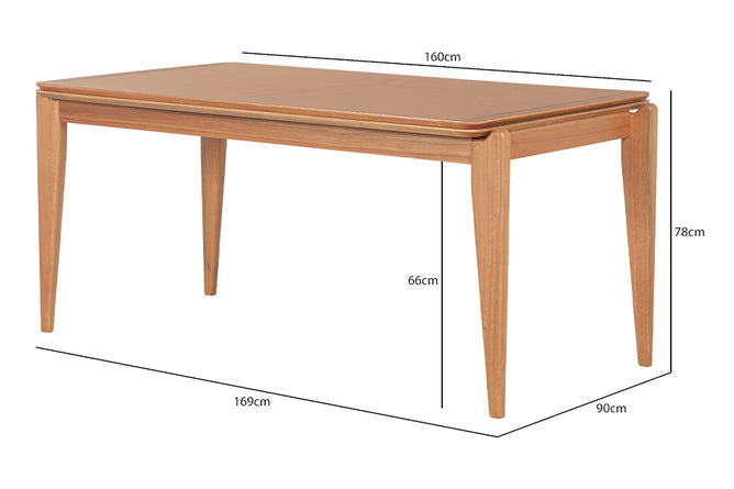 Mesa de Jantar de Madeira 6 Lugares Coimbra 160x90 cm - Mel com cotas