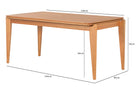 Mesa de Jantar de Madeira 6 Lugares Coimbra 160x90 cm Mel vista na diagonal com medidas