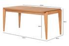 Mesa de Jantar de Madeira 6 Lugares Coimbra 180x90 cm Mel vista na diagonal com medidas