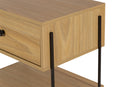 Mesa de cabeceira 1 gaveta leda areia e metal detalhe pes