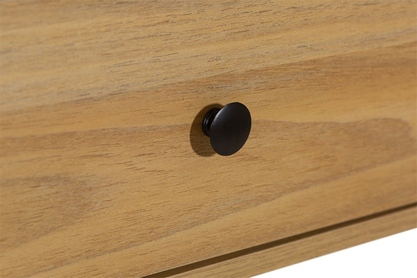 Mesa de cabeceira 1 gaveta leda areia e metal detalhe puxador