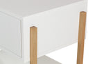 Mesa de cabeceira 1 gaveta leda branco e tauari detalhe pes