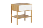 Mesa de cabeceira para quarto leda dual e tauari vista de trás em fundo branco