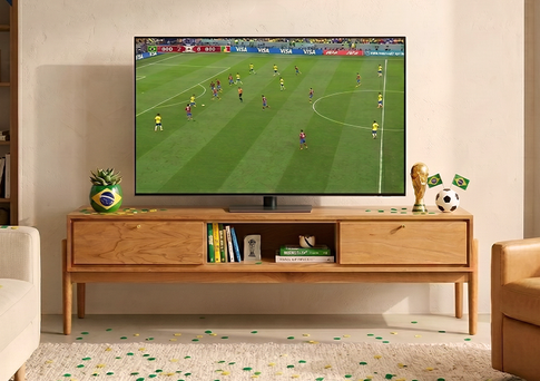 Sala de estar pronta para reunir a torcida
