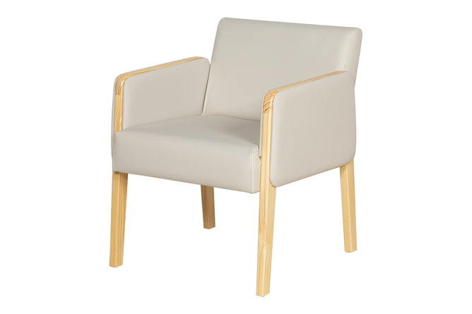 Poltrona para Sala Arpoador - Natural e Tecido Bege