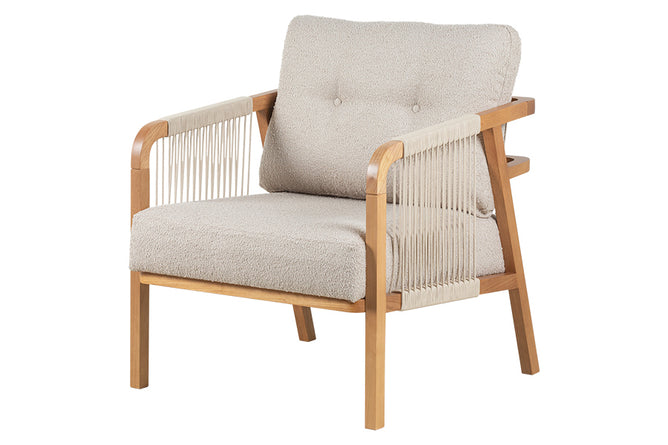Poltrona para Sala Enlace 85x69,5x79 cm - Areia e Tecido Bege