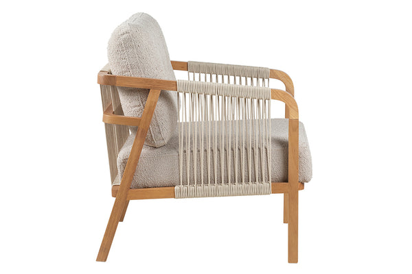 Poltrona para Sala Enlace 85x69,5x79 cm - Areia e Tecido Bege de lado