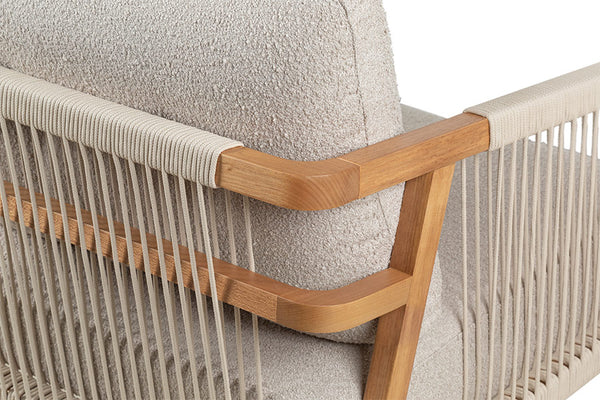 Poltrona para Sala Enlace 85x69,5x79 cm - Areia e Tecido Bege detalhe braço e corda