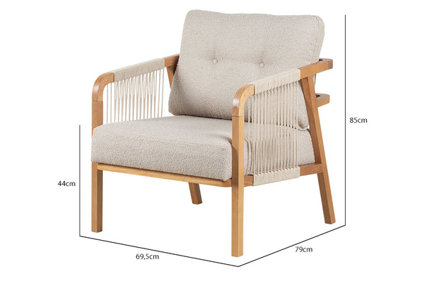 Poltrona para Sala Enlace 85x69,5x79 cm - Areia e Tecido Bege medidas ou cotas