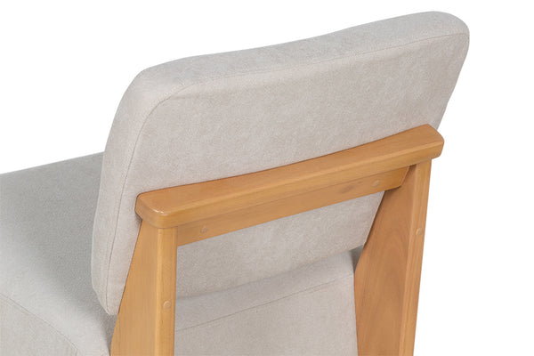 Poltrona para Sala Luna - Areia e Tecido Bege detalhe encosto