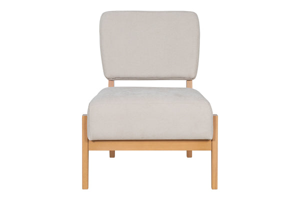 Poltrona para Sala Luna - Areia e Tecido Bege visto de frente