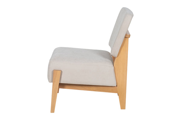 Poltrona para Sala Luna - Areia e Tecido Bege visto de lado