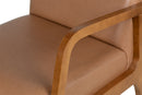 Poltrona para Sala Mocca 76x61x75 cm - Pinhão e Tecido Marrom detalhe braço