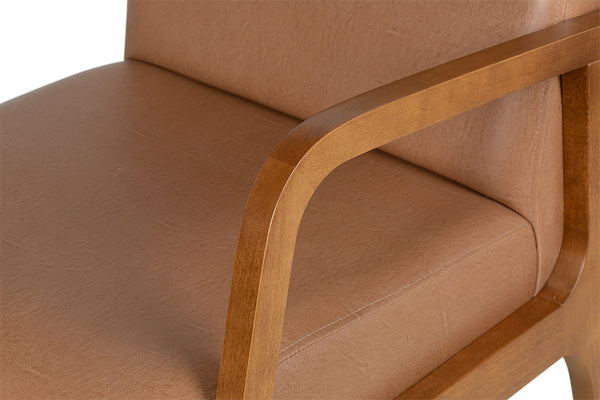 Poltrona para Sala Mocca 76x61x75 cm - Pinhão e Tecido Marrom detalhe braço