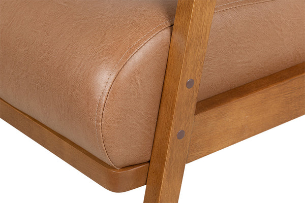 Poltrona para Sala Mocca 76x61x75 cm - Pinhão e Tecido Marrom detalhe ferragem