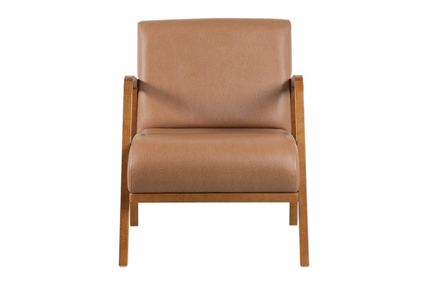 Poltrona para Sala Mocca 76x61x75 cm - Pinhão e Tecido Marrom frente