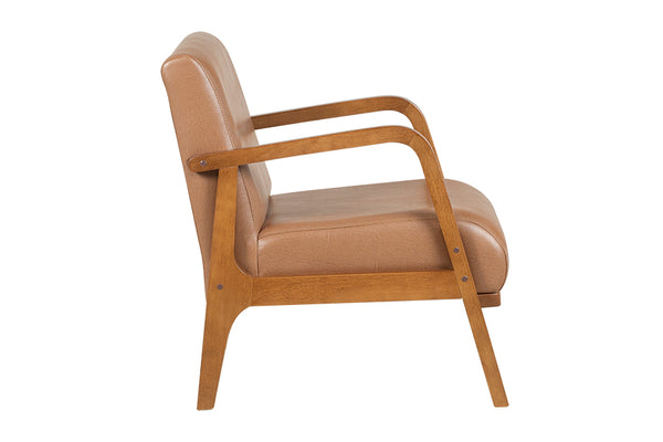 Poltrona para Sala Mocca 76x61x75 cm - Pinhão e Tecido Marrom lado