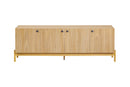 Rack para Sala 4 Portas Aruna cor Areia visto de frente com portas fechadas