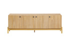 Rack para Sala 4 Portas Aruna cor Areia visto de frente com portas fechadas