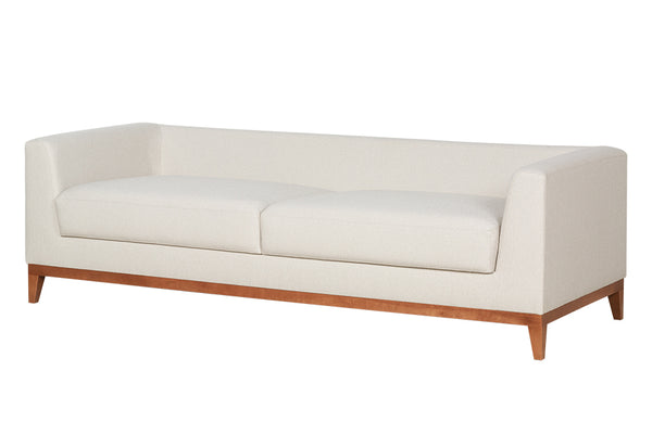 Sofá 3 Lugares Chanfrê 2,10 - Bege visto em diagonal sem almofadas