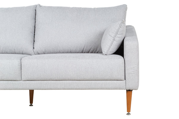 Sofá 3 Lugares Malta - Tecido Cinza Claro detalhe lateral