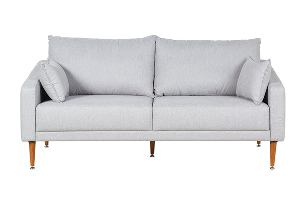 Sofá 3 Lugares Malta - Tecido Cinza Claro visto de frente