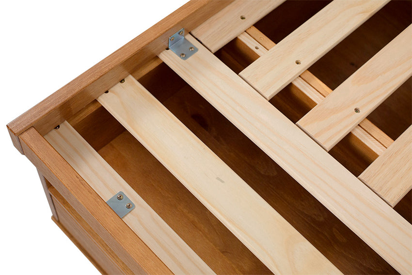 cama multifuncional de casal doce de leite escovado detalhe estrado