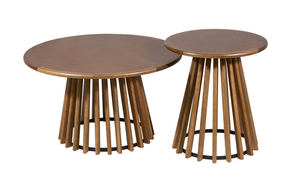 mesa lateral redonda de madeira didion mais mesa de centro