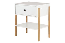 Mesa de Cabeceira 1 Gaveta Leda - Branco e Tauari