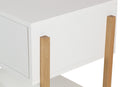 Mesa de cabeceira 1 gaveta leda branco com branco tauari detalhe pes