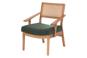 Poltrona para Sala Vitrola - Nozes e Tecido Verde