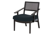 Poltrona para Sala Vitrola - Preto e Tecido Azul Marinho