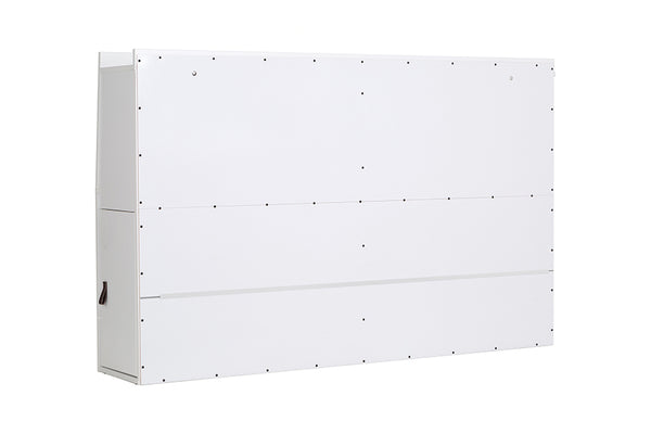 foto da cabeceira king size para cama bali na cor branco giz vista de trás com portas fechadas em fundo branco 