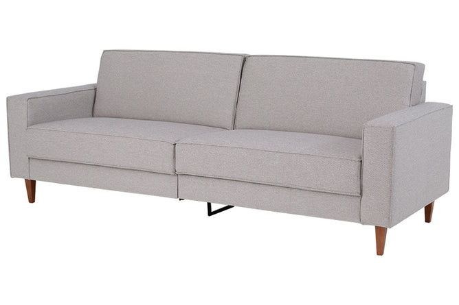 sofa confortavel 3 lugares nairobi cinza claro em fundo infinito visto na diagonal