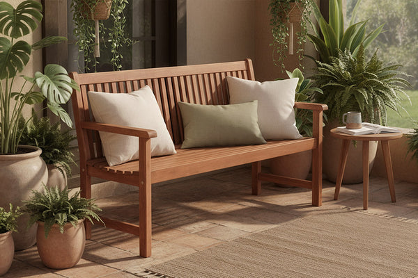 banco 3 lugares recanto ambientado na varanda